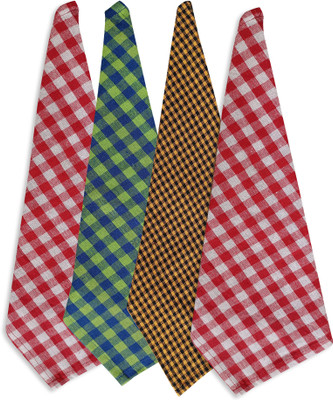 Feather Green NLC-CHECK-TOWELS-12 Multicolor Cloth Napkins(4 Sheets)