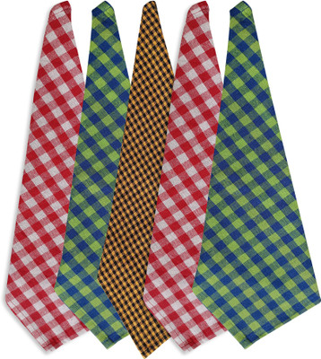 Feather Green NLC-CHECK-TOWELS-10 Multicolor Cloth Napkins(5 Sheets)