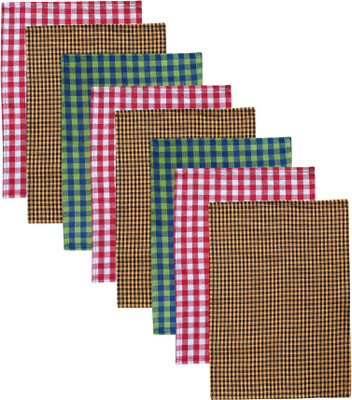 Feather Green NLC-CHECK-TOWELS-7 Multicolor Cloth Napkins(8 Sheets)