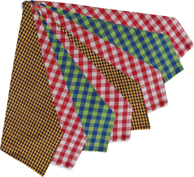 Feather Green NLC-CHECK-TOWELS-3 Multicolor Cloth Napkins(8 Sheets)