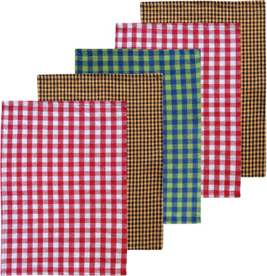 Feather Green NLC-CHECK-TOWELS-8 Multicolor Cloth Napkins(5 Sheets)