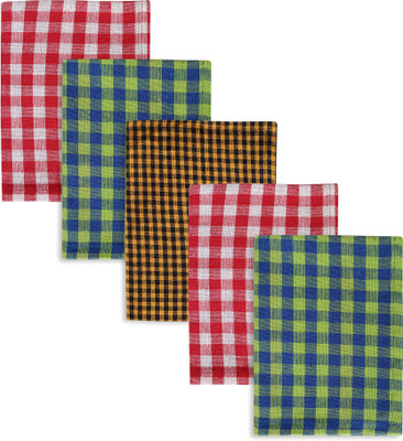 Feather Green NLC-CHECK-TOWELS-9 Multicolor Cloth Napkins(5 Sheets)