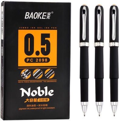 Baoke Jumbo Black Gel Ink 0.5mm waterproof&Light-Resistant pens For students&office Gel Pen(Pack of 3, Black)