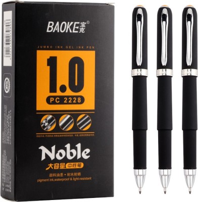 Baoke Jumbo Black Gel Ink 1.0mm waterproof&Light-Resistant pens For students&office Gel Pen(Pack of 3, Black)