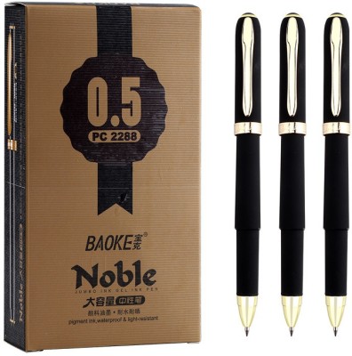 Baoke Jumbo Black Gel Ink 0.5mm waterproof&Light-Resistant pens For students&office Gel Pen(Pack of 3, Black)
