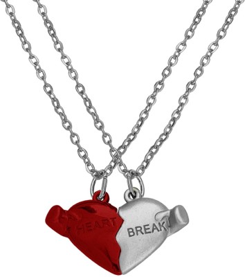 Shiv Jagdamba Valentine Day Lover Gifts Broken Heart Magnetic Couple Necklace Rhodium Zinc, Metal Pendant