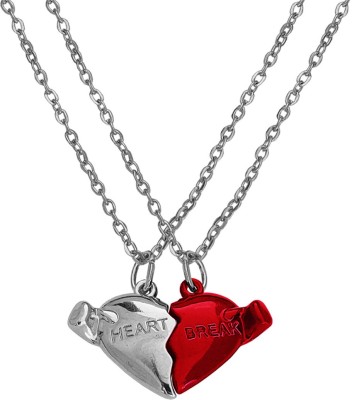 Shiv Jagdamba Valentine Day Lover Gifts Broken Heart Magnetic Couple Necklace Rhodium Zinc, Metal Pendant