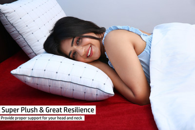 BETTER SLEEP furnishing Soft Density for Stomach and Back Sleepers - Standard set Polyester Fibre Geometric Sleeping Pillow Pack of 2(White)