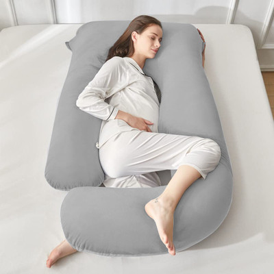 EVOL Microfibre Solid Pregnancy Pillow Pack of 1(Light Grey)