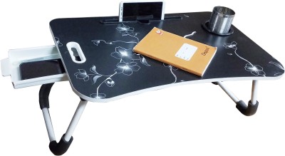 LINGAZ Laptop Table, Laptop Stands, Laptop Desk Foldable Study Laptop Table StudyTable Wood Portable Laptop Table(Finish Color - Black, Pre Assembled)
