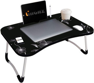 LINGAZ Wood Portable Laptop Table(Finish Color - Black, Pre Assembled)