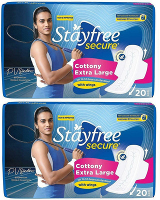 STAYFREE Secure XL Cottony Cover Sanitary Pad Sanitary Pad(Pack of 40)