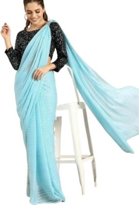 arihant sarees Striped Bollywood Georgette Saree(Light Blue)