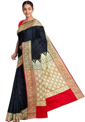 Satin Woven Banarasi Satin Saree(Black)