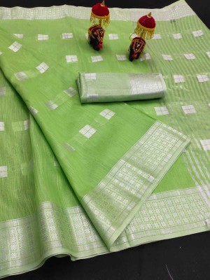 JAY BHAWANI TEX FAB Woven Banarasi Cotton Blend Saree(Green)