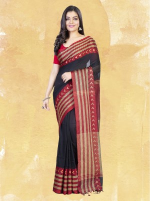 JMALL Self Design, Embellished, Woven Handloom Cotton Blend Saree(Black)
