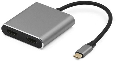 Etzin 2 in 1 Type C to Duall HDMI Adapter(EPL-310TC-001) Media Streaming Device(Grey, Black)
