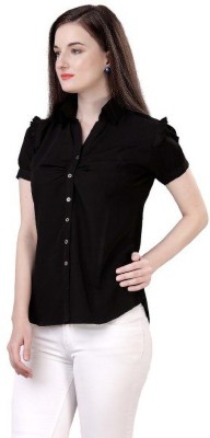 SLOW FAST Women Solid Casual Black Shirt