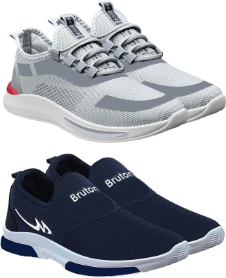 BRUTON Combo Pack of 2 Sports Shoes Running Shoes For Men Running Shoes For Men(Grey, Blue)