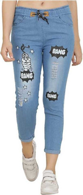 Westoin Jogger Fit Girls Light Blue Jeans