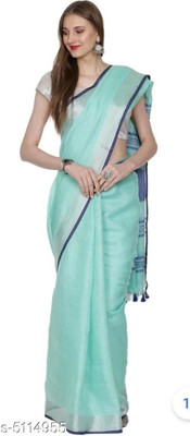 govind handloom Solid/Plain Bollywood Pure Silk Saree(Light Blue)