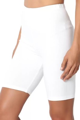 ATLY Solid Women White Cycling Shorts