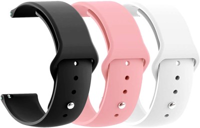 AOnes Pack of 3 Silicone Belt Watch Strap for Amazfit Bipu Smart Watch Strap(Black, Pink, White)