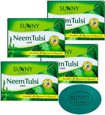 Sunny Herbals Sunny Neem Tulsi Soap with Aloevera & (set of 4 )(4 x 75 g)