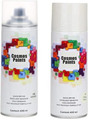 Cosmos Clear Lacquer &, Cream White Combo Spray Paint 400 ml(Pack of 2)