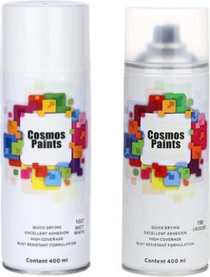 Cosmos Matt White &, Clear Lacquer Combo Spray Paint 400 ml(Pack of 2)
