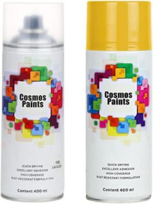 Cosmos Clear Lacquer &, Art Yellow Combo Spray Paint 400 ml(Pack of 2)