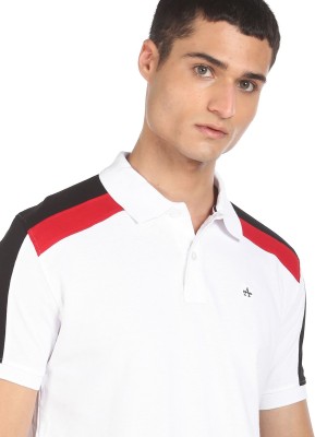 ARROW Colorblock Men Polo Neck White T-Shirt