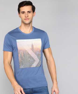 Arrow Newyork Printed Men Round Neck Blue T-Shirt