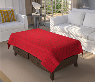 manvi creations Cotton 4 Seater Floral Table Cover(Maroon Cloth Net ( 40*60 Inches)