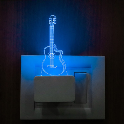 StarLaser Guitar Acrylic led Night lamp for Birthday Gift 7 Color Changing Light with Plug Night Lamp(11 cm, Multicolor)