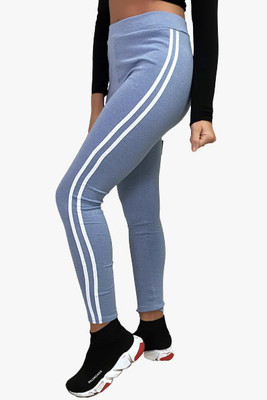 ARY Striped Women Light Blue Tights