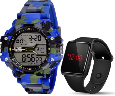 DKERAOD D0032D Sports Watch Military Blue Army Camouflage Water&Shock Resistance Watch Wrist Digital Watch  - For Boys