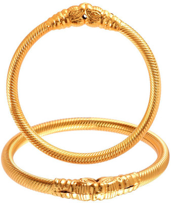 Jewar Mandi Brass Gold-plated Bangle Set(Pack of 2)