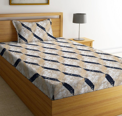 New leaf 220 TC Cotton Single Striped Flat Bedsheet(Pack of 1, Multicolor)