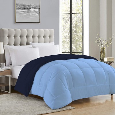 curious lifestyle Self Design Single Comforter for  Heavy Winter(Microfiber, Dark Blue, Light Blue)