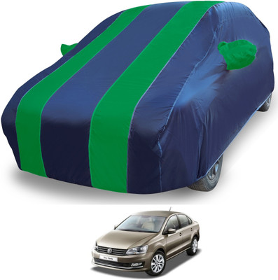 MOCKHE Car Cover For Volkswagen Vento (With Mirror Pockets)(Blue)