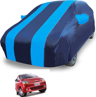 MOCKHE Car Cover For Chevrolet Spark (With Mirror Pockets)(Blue)