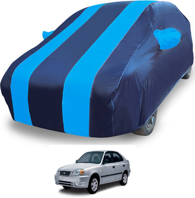 MOCKHE Car Cover For Hyundai Accent (With Mirror Pockets)(Blue)