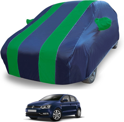 MOCKHE Car Cover For Volkswagen Polo (With Mirror Pockets)(Blue)