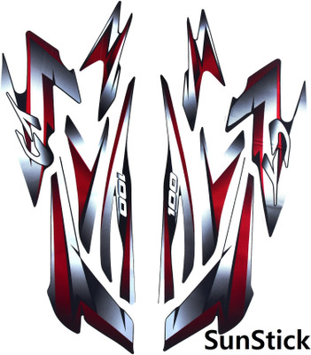 SunStick Sticker & Decal for Bike(Red, Silver, Multicolor)