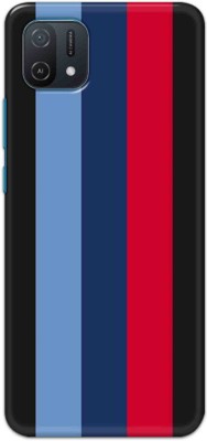 NDCOM Back Cover for Oppo A16e Red Blue Stripes Printed(Multicolor, Hard Case, Pack of: 1)