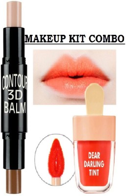 KAIASHA WOMAN MAKEUP CONTOUR STICK AND WATERPROOF ORANGE LIPSTICK TINT(2 Items in the set)