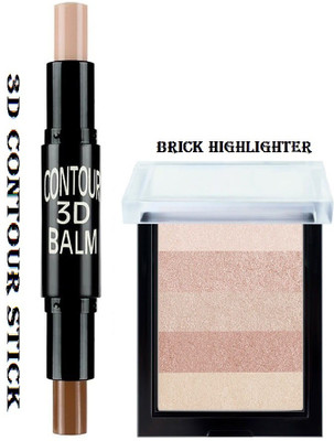 KAIASHA 2 IN 1 3D CONTOUR STICK AND MULTICOLOR BRICK HIGHLIGHTER COMBO PRODUCT FOR WOMAN(2 Items in the set)