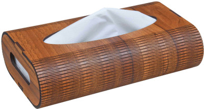 OCHHAV 1 Compartments Decorative Stylish Wooden Paper Napkin Stand For Kitchen, Car, Home & Restaurant Wooden Tissue Paper Holder With Leaf Grill Design And Pack Of 100 Tissue Papers(Brown)