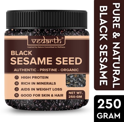 Vedarth Organics Premium Raw Kale Til (Black Sesame Seeds) Sesame Black Sesame Seeds(250 g)